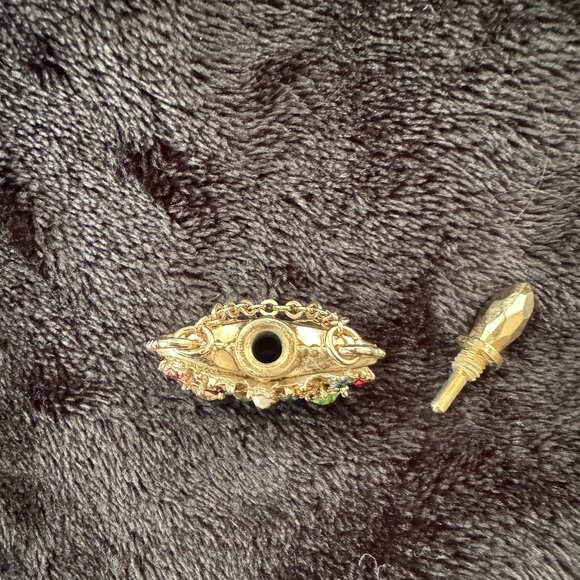 Vtg Mini Crown Rhinestone Perfume Bottle Charm with Dauber, Chain - Picture 6 of 7